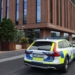 A police vehicle is seen in front of the Malmo District Court, in Malmo, Sweden July 24, 2023.   TT News Agency/Andreas Hillergren/via REUTERS      ATTENTION EDITORS - THIS IMAGE WAS PROVIDED BY A THIRD PARTY. SWEDEN OUT. NO COMMERCIAL OR EDITORIAL SALES IN SWEDEN.